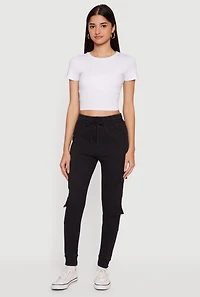 Drawstring Waist Fleece Lined Cargo Joggers