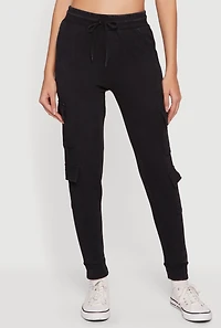 Drawstring Waist Fleece Lined Cargo Joggers