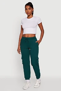 Womens Drawstring Waist Cargo Sweatpants, Green,