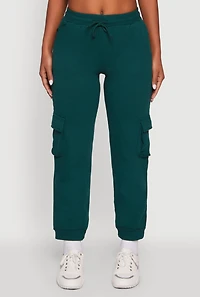 Womens Drawstring Waist Cargo Sweatpants, Green,