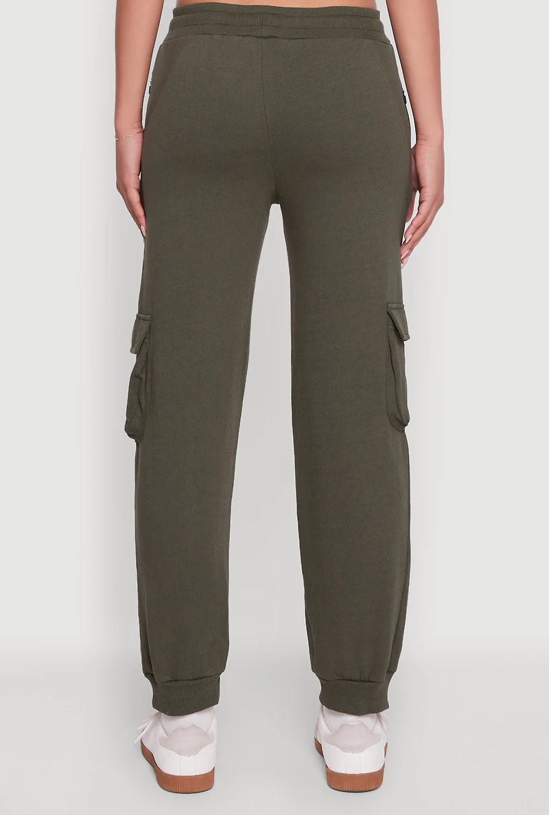 Womens Drawstring Waist Cargo Sweatpants, Green,