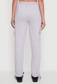 Womens Ruched Side Tie Cargo Sweatpants, Grey, Size XL