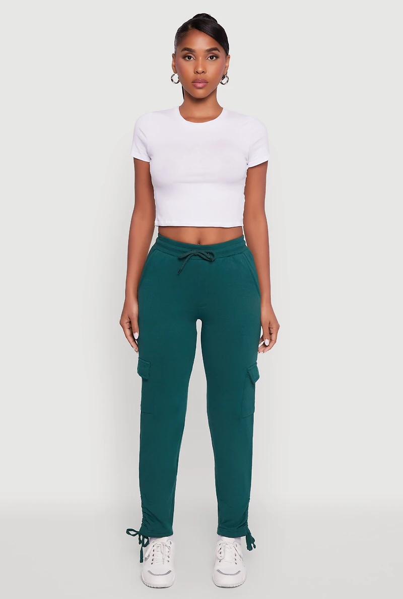 Ruched Side Tie Cargo Sweatpants