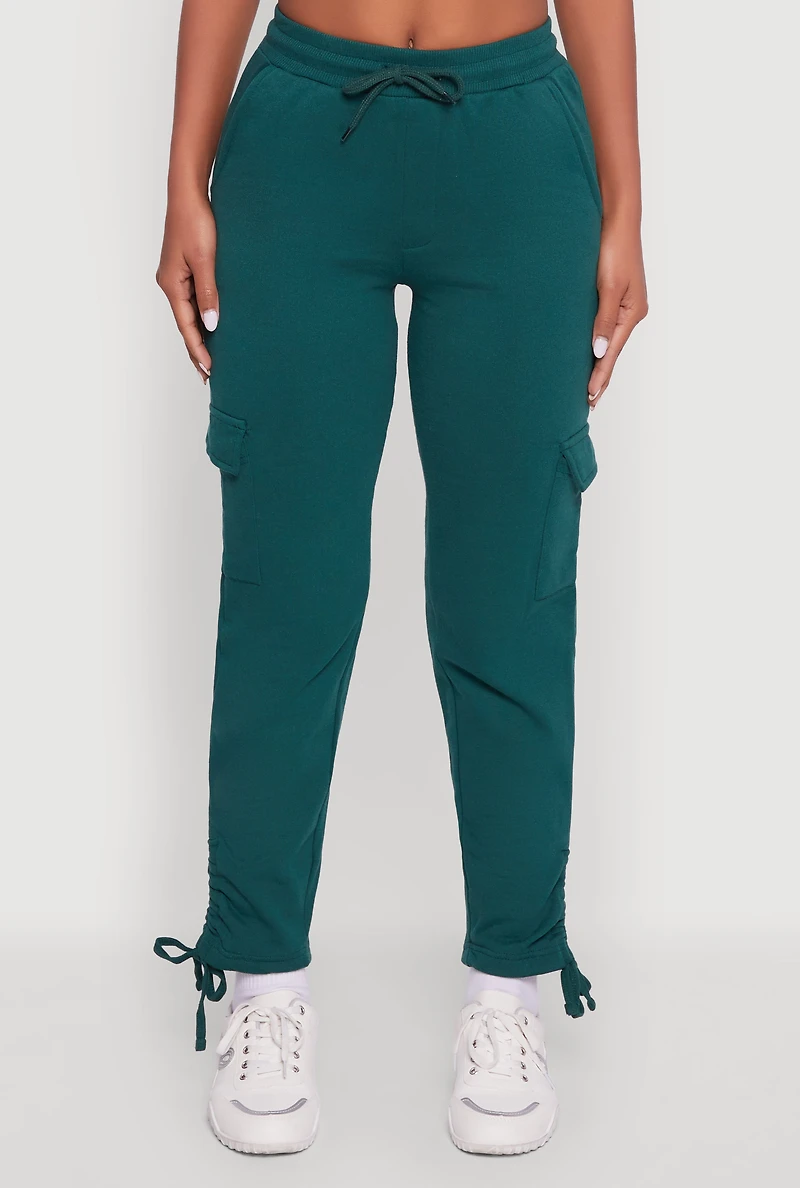 Ruched Side Tie Cargo Sweatpants
