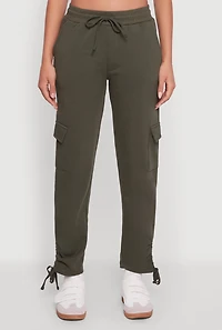 Womens Ruched Side Tie Cargo Sweatpants, XL