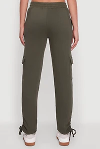 Womens Ruched Side Tie Cargo Sweatpants, XL