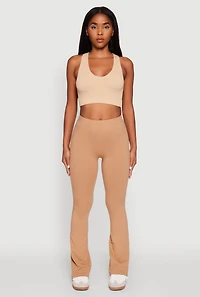 Womens High Waisted Slim Bootcut Yoga Pants, Khaki, Size L