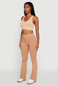 Womens High Waisted Slim Bootcut Yoga Pants, Khaki, Size S