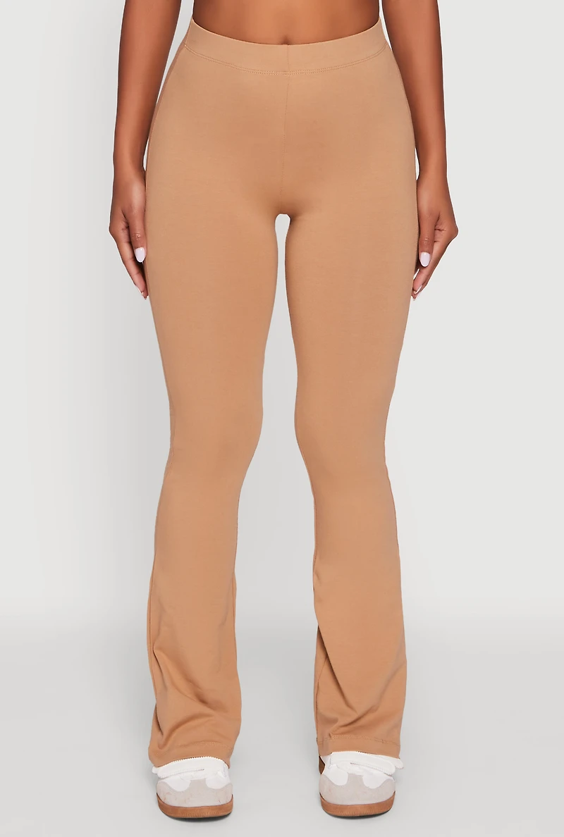 Womens High Waisted Slim Bootcut Yoga Pants, Khaki, Size L