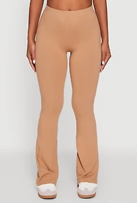 Womens High Waisted Slim Bootcut Yoga Pants, Khaki, Size L