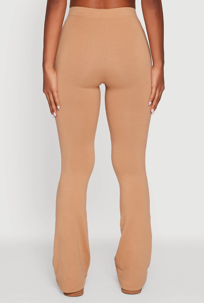 Womens High Waisted Slim Bootcut Yoga Pants, Khaki, Size L