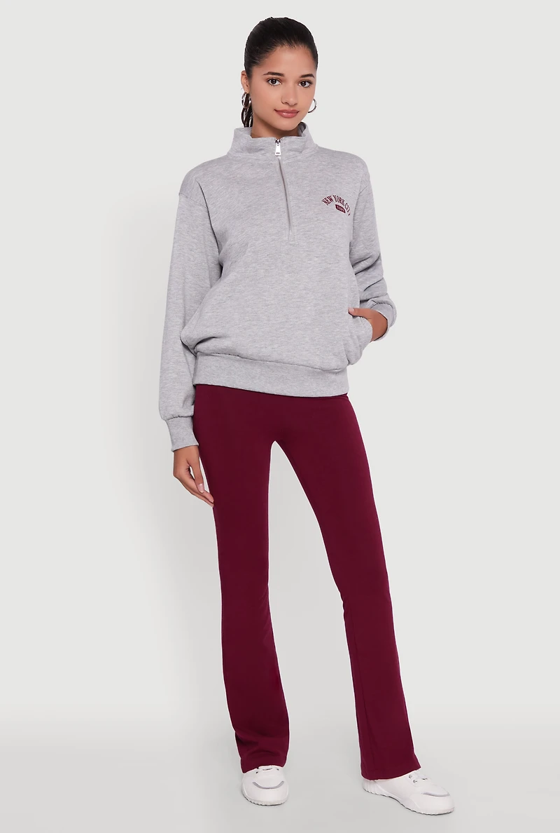 Womens High Waisted Slim Bootcut Yoga Pants, Burgundy, Size M