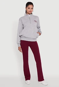 Womens High Waisted Slim Bootcut Yoga Pants, Burgundy, Size M