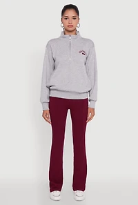 Womens High Waisted Slim Bootcut Yoga Pants, Burgundy, Size M