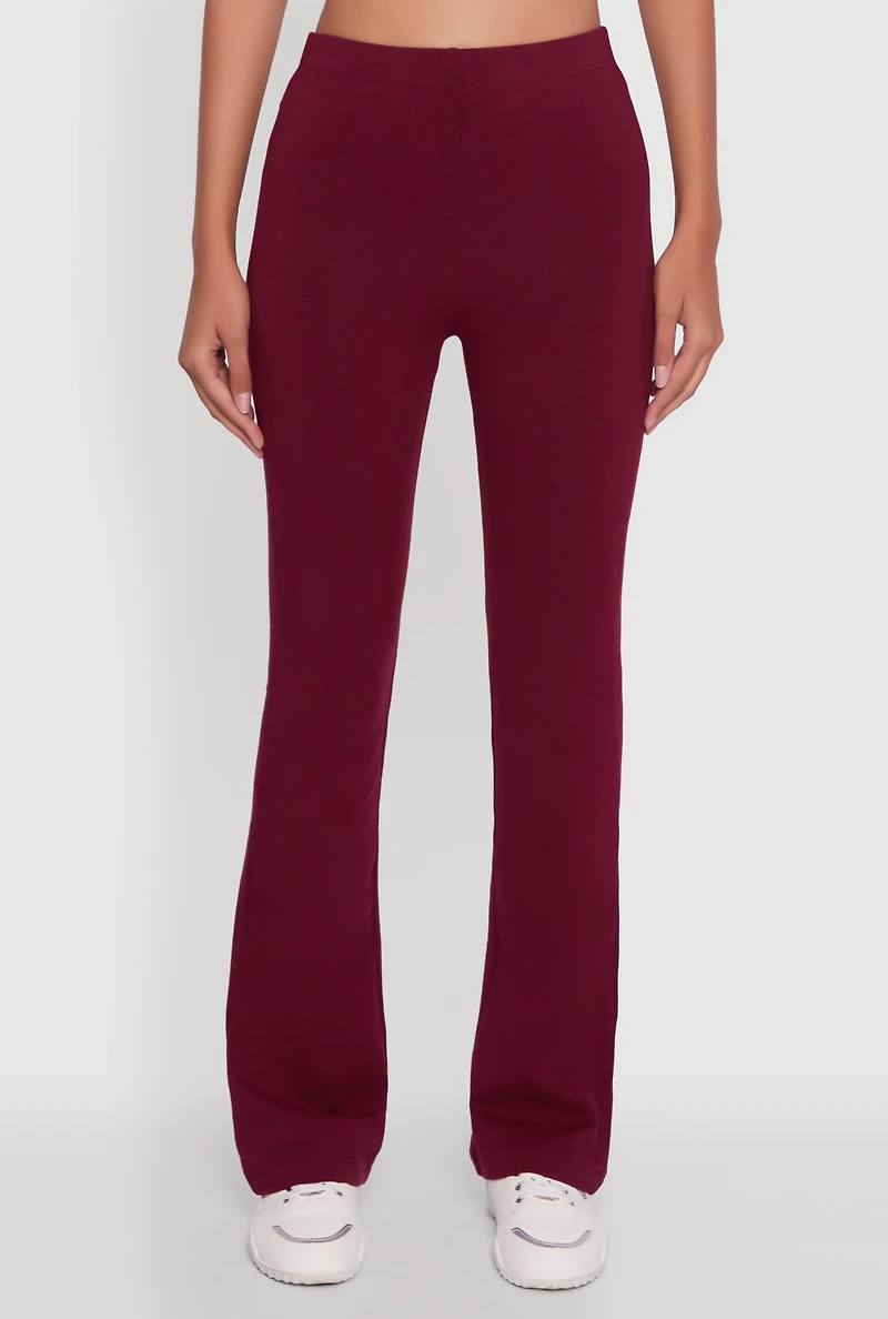 Womens High Waisted Slim Bootcut Yoga Pants, Burgundy, Size M