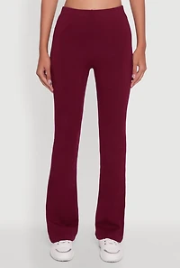 Womens High Waisted Slim Bootcut Yoga Pants, Burgundy, Size M