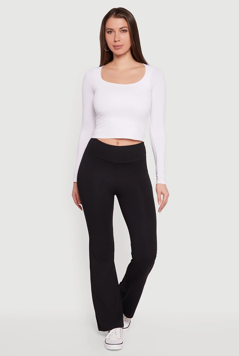 Womens Mid Rise Brushed Knit Bootcut Pants,