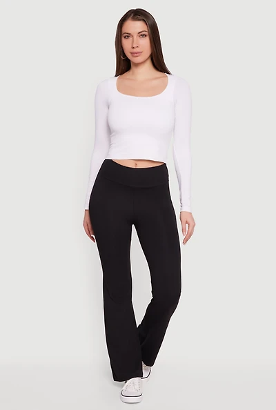 Womens Mid Rise Brushed Knit Bootcut Pants,