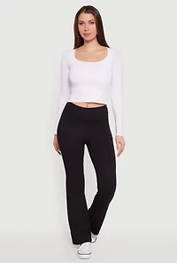 Womens Mid Rise Brushed Knit Bootcut Pants,