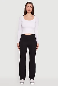 Womens Mid Rise Brushed Knit Bootcut Pants,