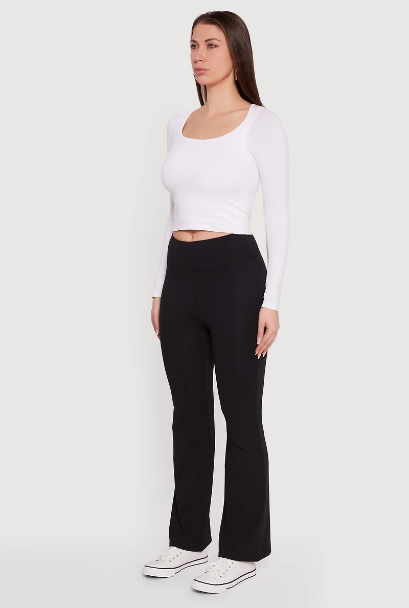 Mid Rise Brushed Knit Bootcut Pants