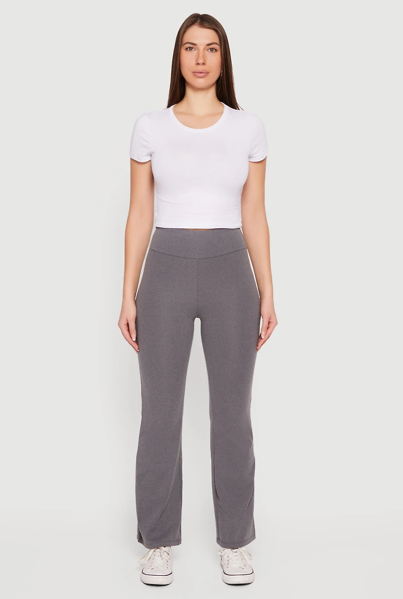 Mid Rise Brushed Knit Bootcut Pants