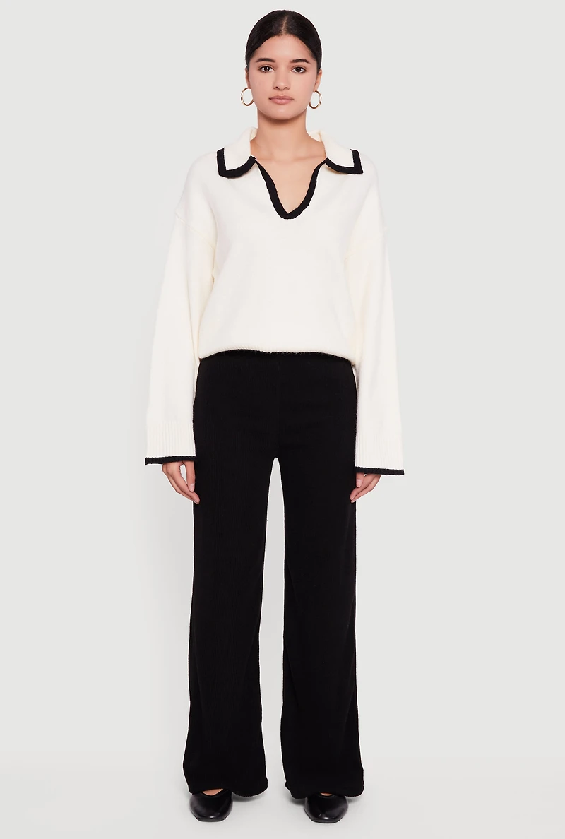 Brushed Rib Knit Pull On Pants