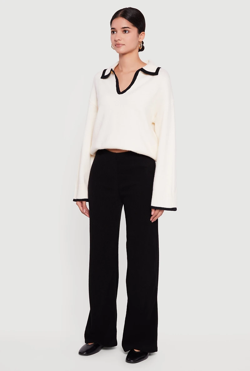 Brushed Rib Knit Pull On Pants