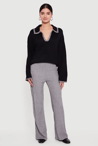 Brushed Rib Knit Pull On Pants