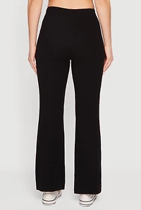 Brushed Ribbed Knit Straight Leg Pants