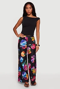 Floral Print Wide Leg Casual Pants