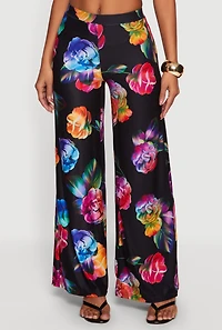 Floral Print Wide Leg Casual Pants