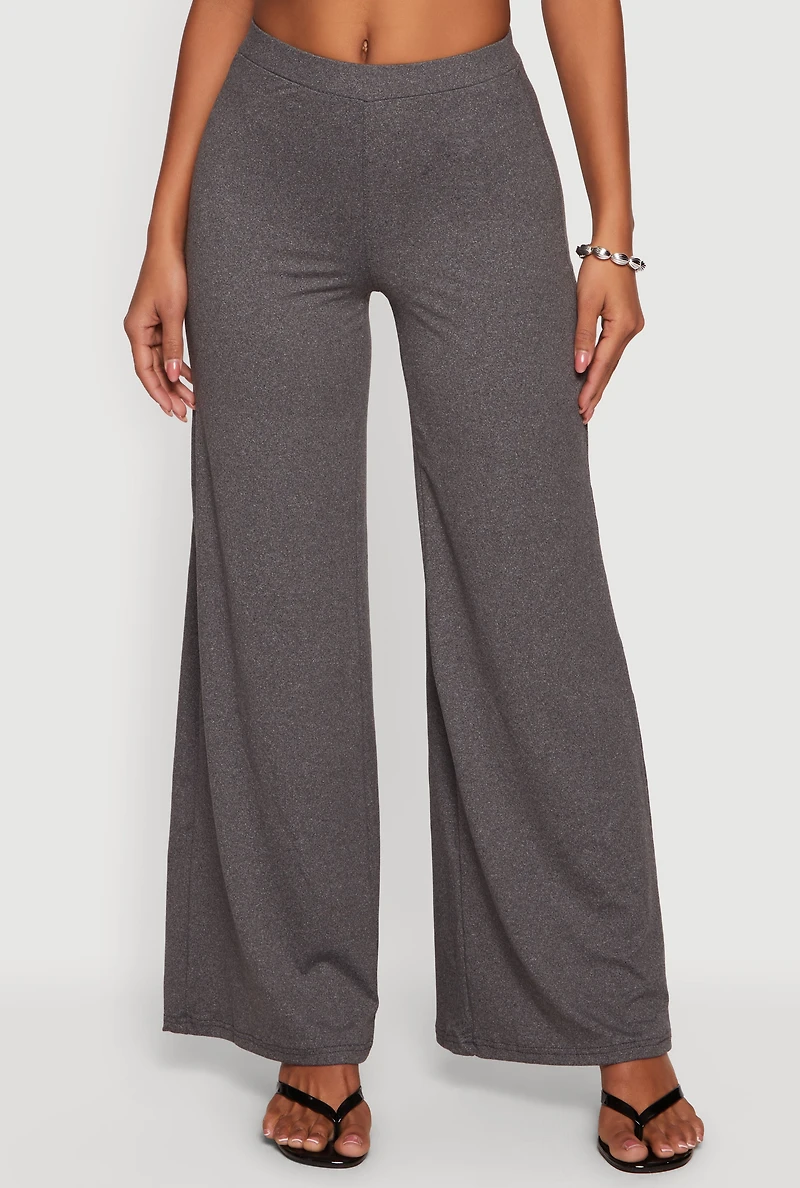 Marled Soft Knit Pull On Wide Leg Pants