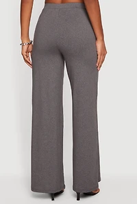 Marled Soft Knit Pull On Wide Leg Pants