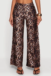 Leopard Print Soft Knit Pull On Pants