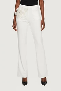 3D Flower Applique Pull On Pants