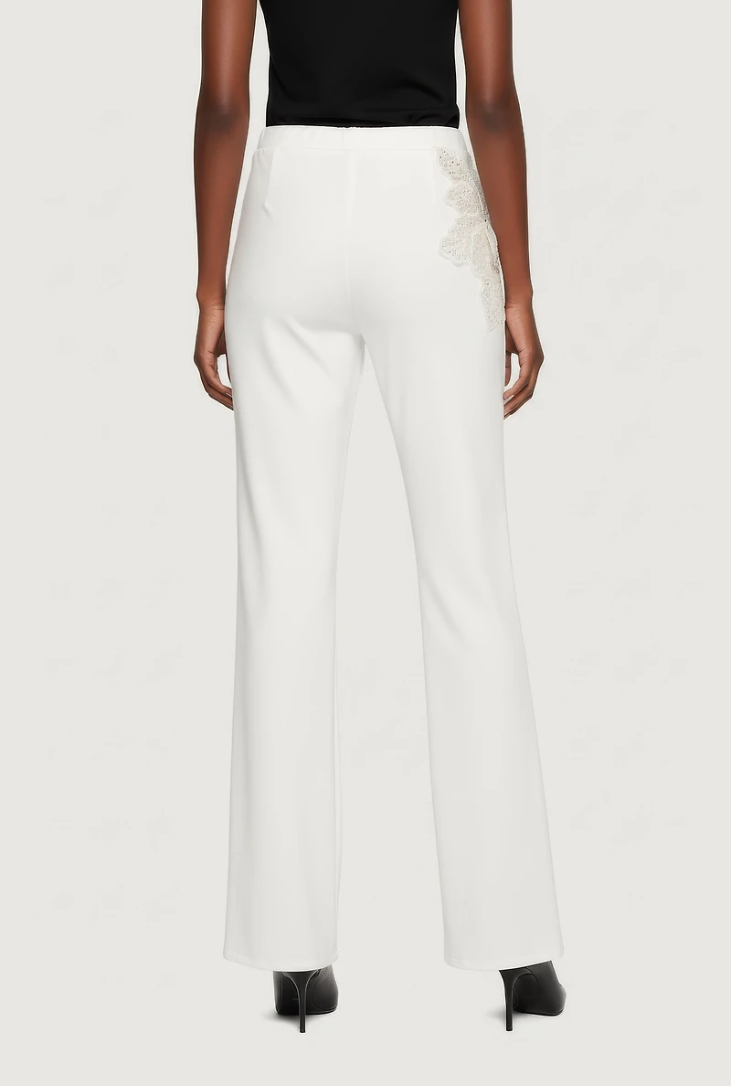 3D Flower Applique Pull On Pants