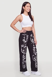 Abstract Print Drawstring Waist Pants