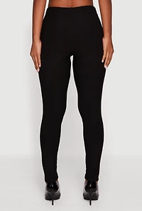 Womens Scuba Tab Waist Skinny Dress Pants, Black, Size S