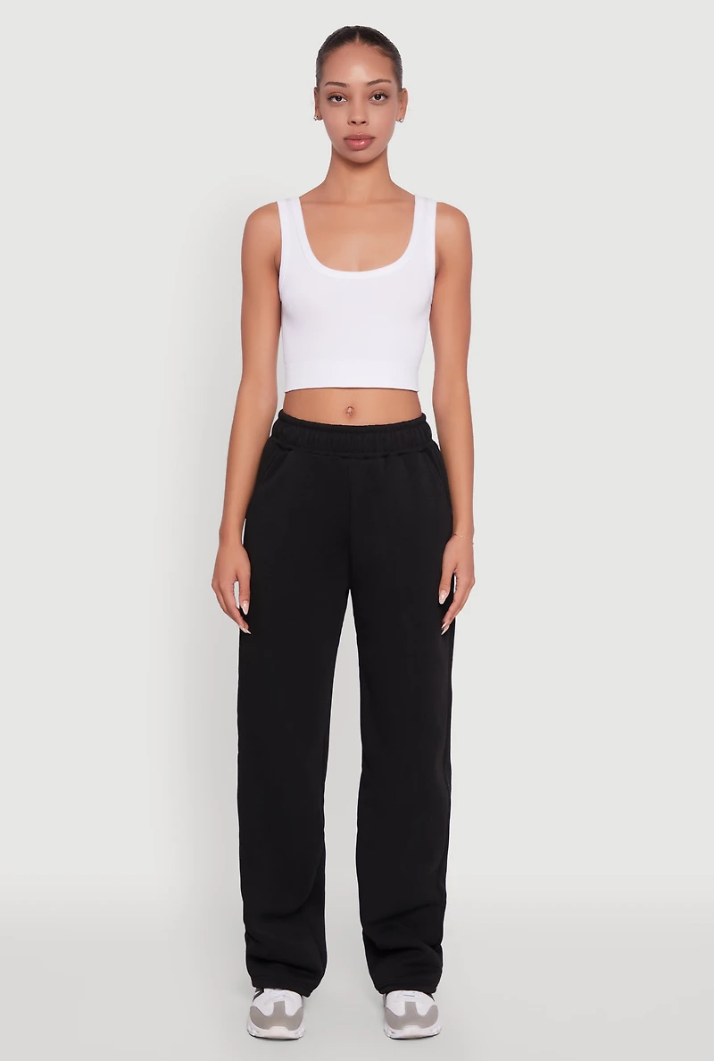 Womens Pull On Straight Leg Sweatpants,