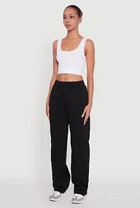 Womens Pull On Straight Leg Sweatpants,