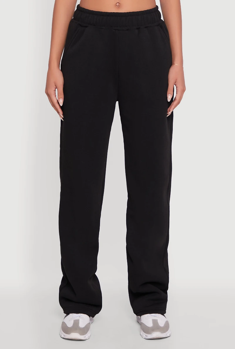 Womens Pull On Straight Leg Sweatpants, Black, Size XL