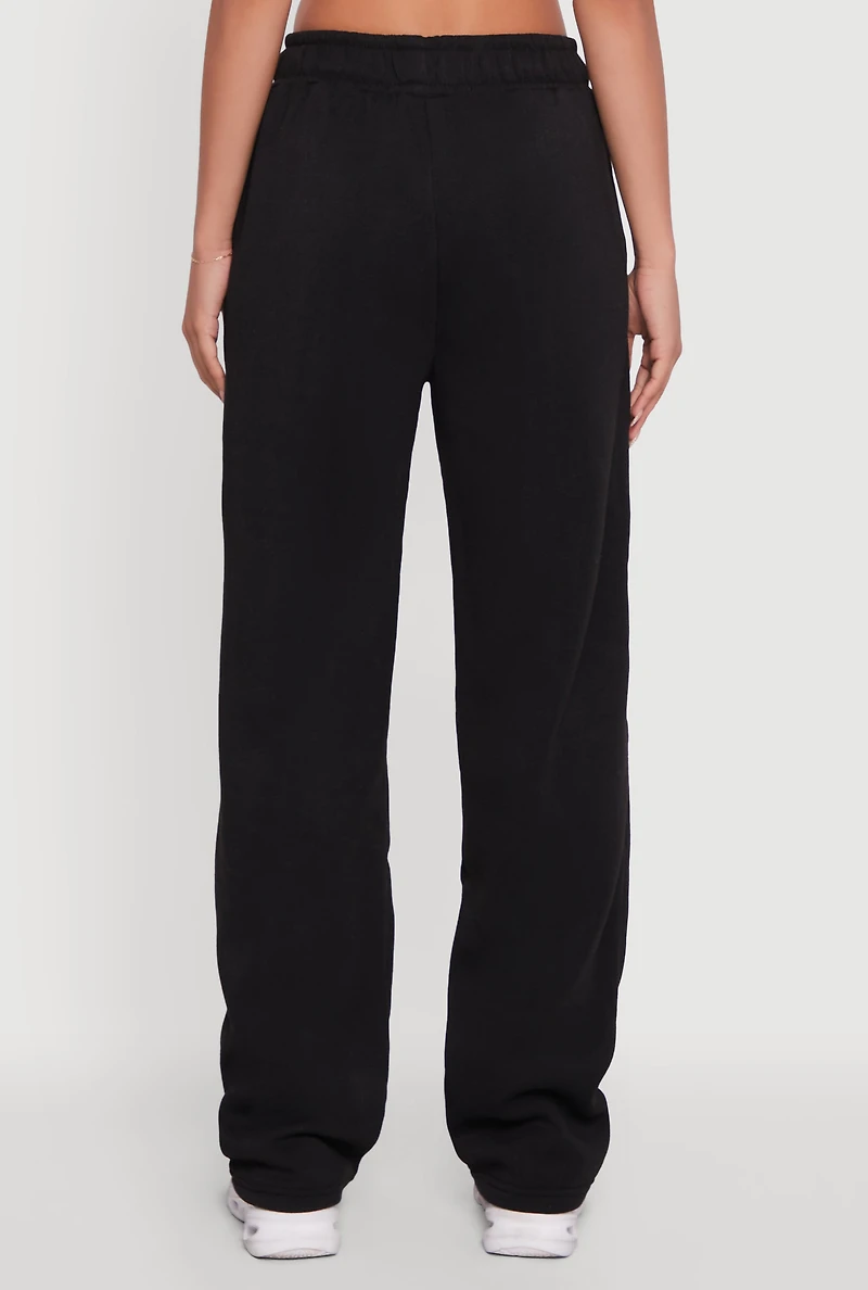 Womens Pull On Straight Leg Sweatpants, Black, Size XL