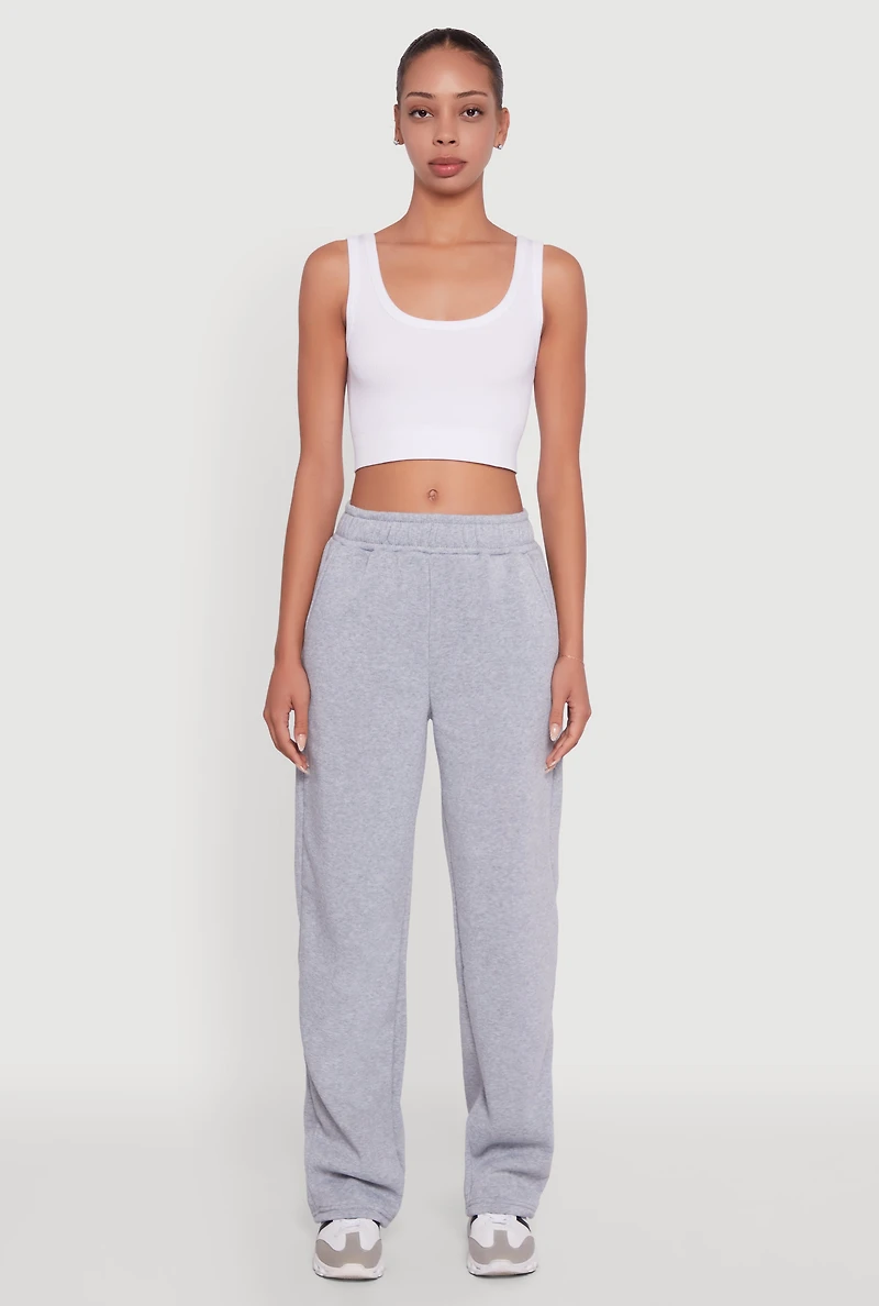 Womens Pull On Straight Leg Sweatpants, Grey, Size L