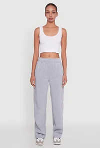 Womens Pull On Straight Leg Sweatpants, Grey, Size L