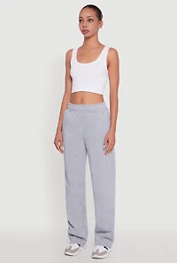Womens Pull On Straight Leg Sweatpants, Grey, Size L