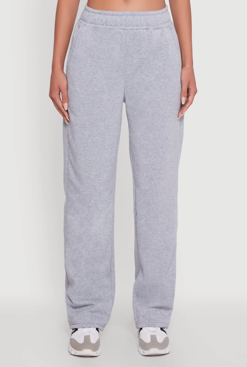 Womens Pull On Straight Leg Sweatpants, Grey, Size L