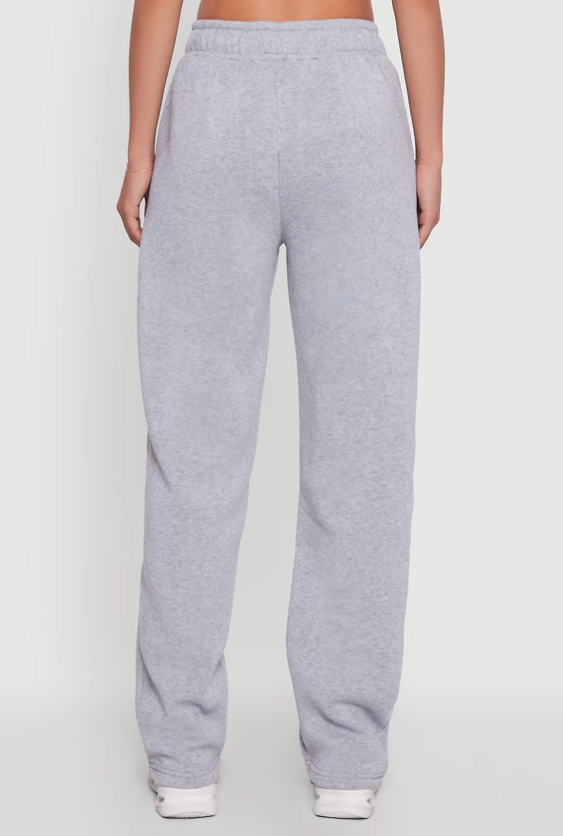 Womens Pull On Straight Leg Sweatpants, Grey, Size L