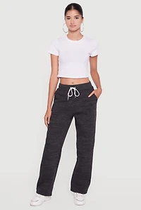 Womens Fleece Lined Marled Straight Leg Track Pants 2 Pack, Grey, Size L