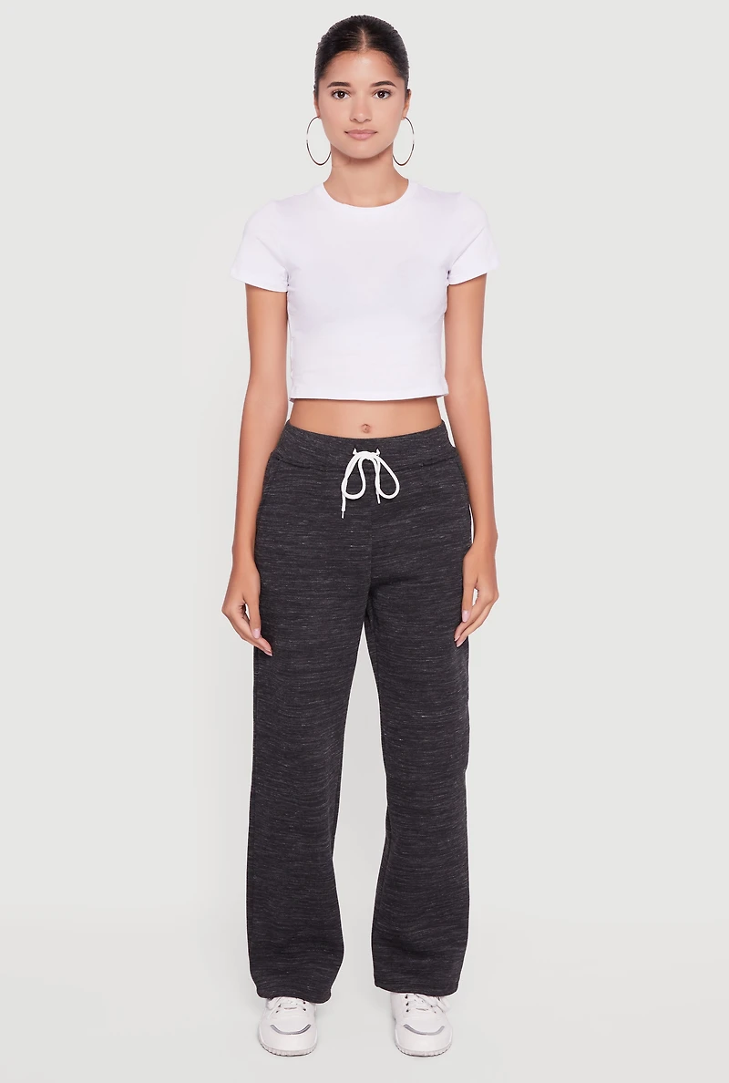 Womens Fleece Lined Marled Straight Leg Track Pants 2 Pack, Grey, Size L